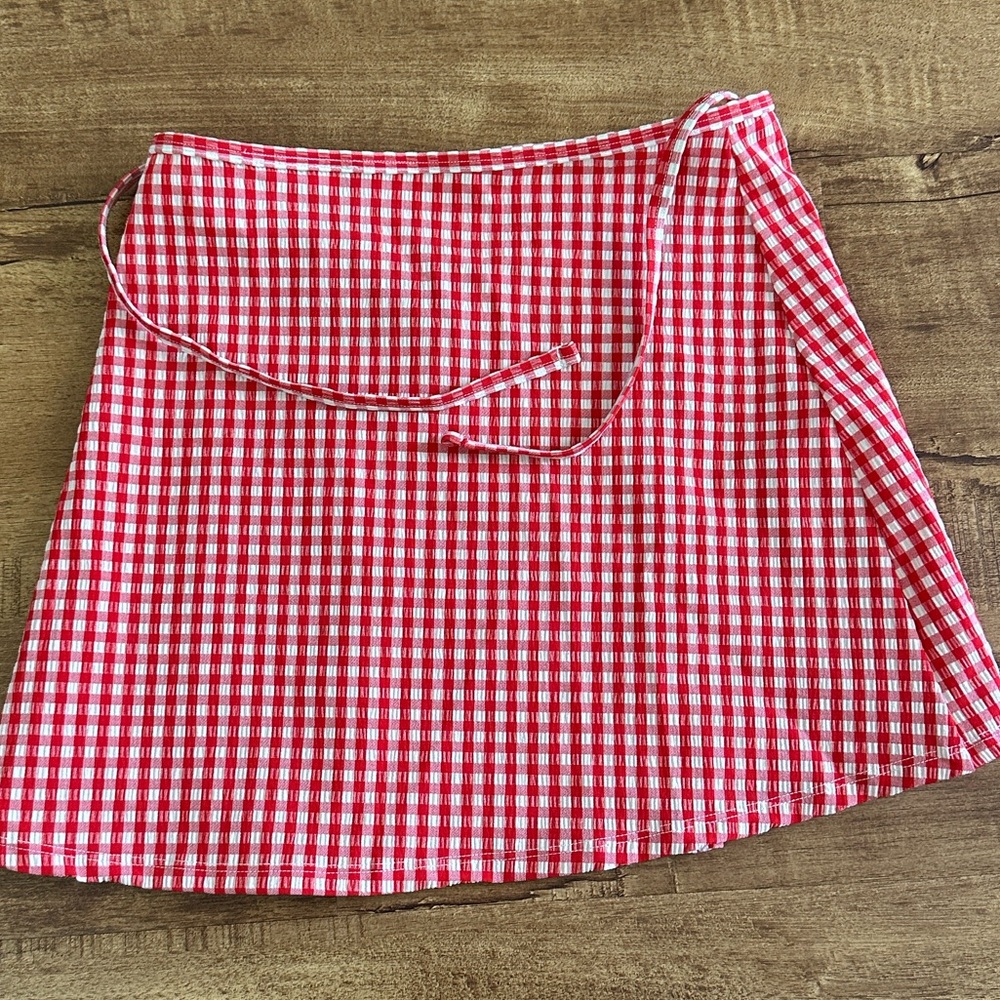 Shade & Shore NEW  Red Gingham Cover-Up Skirt